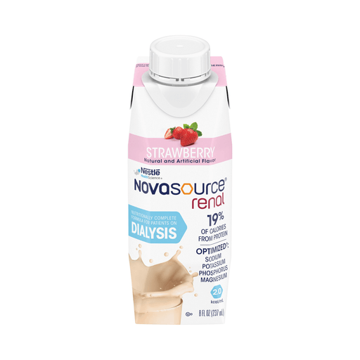 Novasource® Renal Strawberry Formula for Patients on Dialysis, 8-ounce carton | Quantity - 1x EA