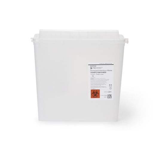 McKesson Prevent® Sharps Container, 1-1/4 Gallon, 10-3/4 x 10-1/2 x 4-3/4 Inch | Quantity - 1x EA