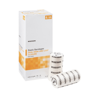 McKesson Double Hook and Loop Closure Elastic Bandage, 4 Inch x 5 Yard | Quantity - 1x RL