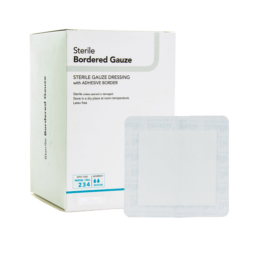 DermaRite® Bordered Gauze White Adhesive Dressing, 2 x 2 Inch | Quantity - 1x BX