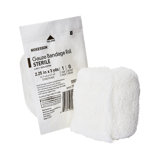 McKesson Sterile Fluff Bandage Roll, 2-1/4 Inch x 3 Yard, 6-Ply | Quantity - 1x CS