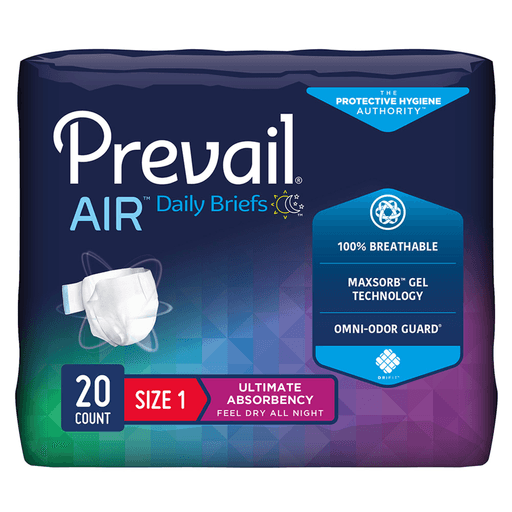 Prevail Air™ Stretchable Ultimate Plus Absorbency Briefs, Size 1 | Quantity - 1x PK