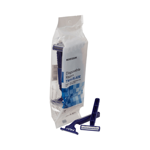 McKesson Disposable Razor, Twin Blade, Lubricated Strip, Blue | Quantity - 1x CS