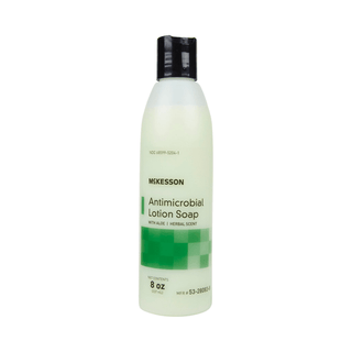 McKesson Antimicrobial Lotion Soap, Herbal Scent, With Aloe, 8-ounce bottle | Quantity - 1x EA