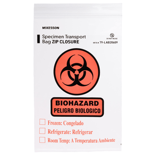 McKesson Specimen Transport Bag with Document Pouch, Zip Closure, 6 x 9 Inch | Quantity - 1x EA