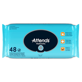 Attends® Unscented Washcloths, 48 Count Soft Pack | Quantity - 1x PK