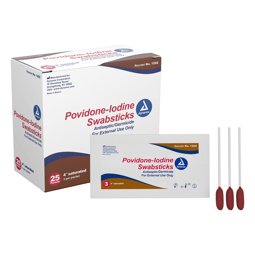 Dynarex Povidone Iodine Swabsticks | Quantity - 1x BX