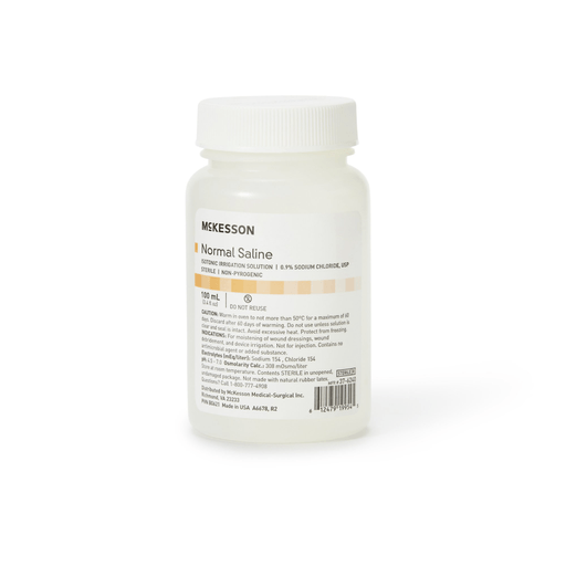 McKesson Saline Irrigation Solution, 100 mL Bottle | Quantity - 1x EA