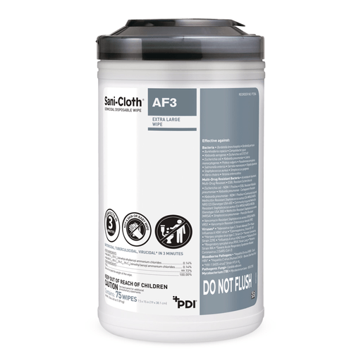 Sani-Cloth® AF3 Germicidal Extra Large Disinfectant Wipes, Canister, 75 ct. | Quantity - 1x CN
