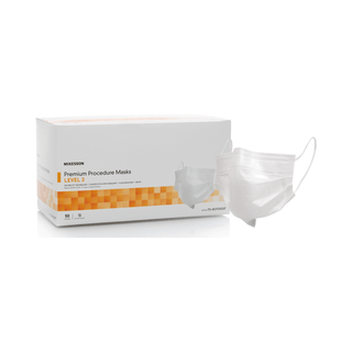 McKesson Procedure Mask, Pleated with Earloops, One Size Fits Most, White | Quantity - 1x CS