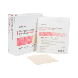 McKesson Acrylic Adhesive with Border Foam Dressing, 4 x 4 Inch | Quantity - 1x EA