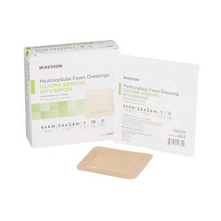 McKesson Silicone Adhesive with Border Silicone Foam Dressing, 4 x 4 Inch | Quantity - 1x BX