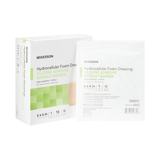 McKesson Silicone Gel Adhesive without Border Silicone Foam Dressing, 4 x 4 Inch | Quantity - 1x EA