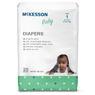 McKesson Baby Diaper, Size 1 for Babies weighing 8 – 14 lbs. | Quantity - 1x CS