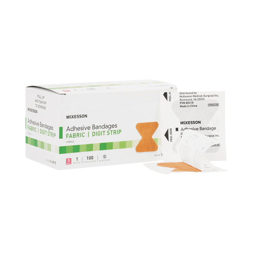 McKesson Fingertip Tan Adhesive Strip, Small | Quantity - 1x BX