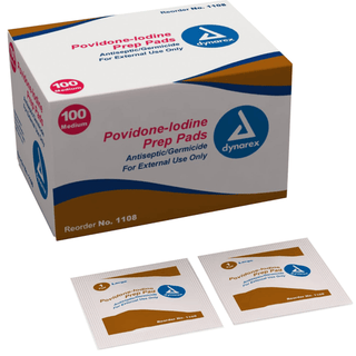 dynarex® Povidone-Iodine Prep Pad, Antiseptic, nonwoven | Quantity - 1x BX