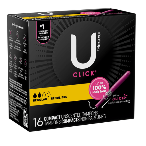 U By Kotex® Click® Compact Tampons, Regular | Quantity - 1x CS