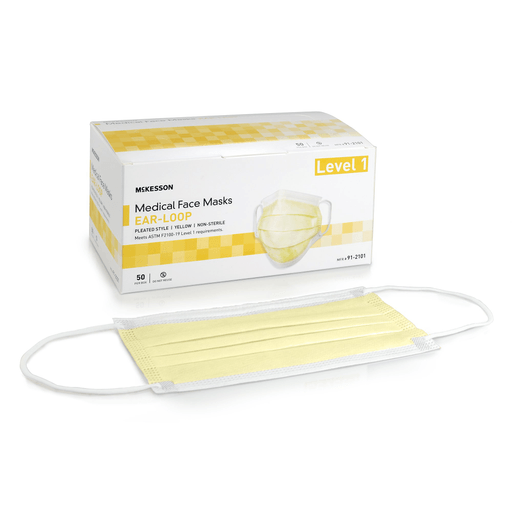 McKesson ASTM Level 1 Medical Face Masks, Yellow | Quantity - 1x BX