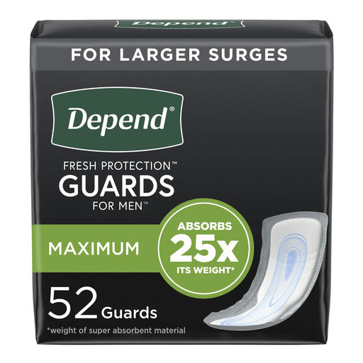 Depend® Guards Incontinence Pads, Disposable, Maximum Absorbency, 12" Length | Quantity - 1x CS