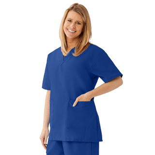 TOP SCRUB LADIES V-NECK 2PKT SAPPHIRE MD | Quantity - 1x 1 Each / Each