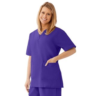 TOP SCRUB LADIES V-NECK 2PKT PURPLE LG | Quantity - 1x 1 Each / Each