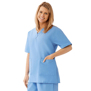 TOP SCRUB LADIES V-NECK 2PKT CEIL XL | Quantity - 1x 1 Each / Each