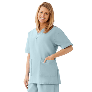 TOP SCRUB LADIES V-NECK 2PKT MISTY XXXL | Quantity - 1x 1 Each / Each