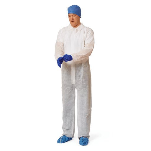 COVERALL SPUNBND ELSTWRST/OPNANK WHT XL