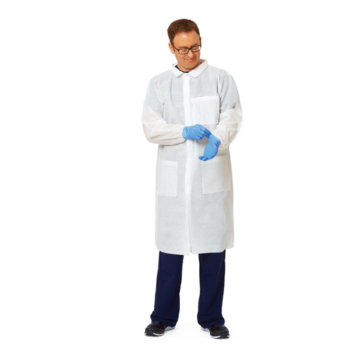 COAT LAB MLTLYR KNITCUFF TRADCOLAR WHT S | Quantity - 1x 30 Each / Case