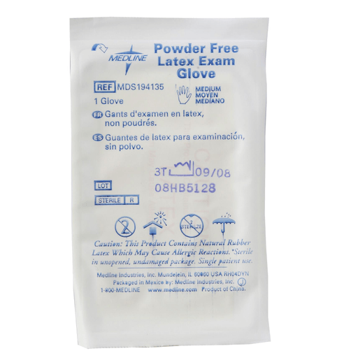 GLOVE EXAM LATEX PF STERILE SINGLES LG