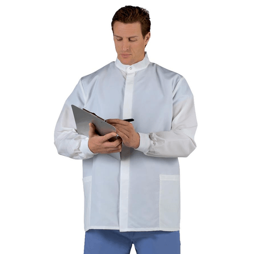 COAT LAB SHORT UNISEX WHITE BARRIER LG