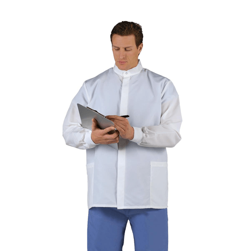 COAT LAB SHORT UNISEX WHITE BARRIER SM