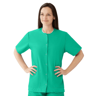 TOP SCRUB JEWEL-NECK 2PKT JADE LG | Quantity - 1x 1 Each / Each