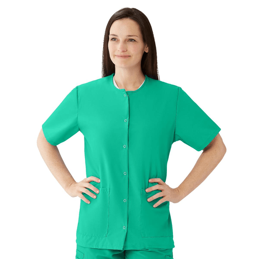 TOP SCRUB JEWEL-NECK 2PKT JADE XS