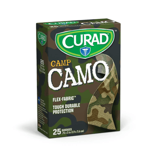 BANDAGE CAMO GREEN CURAD 25CT  3/4 X3 | Quantity - 1x 24 Box / Case