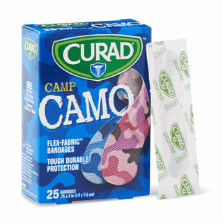 BNDG FBRC CAMO PNK/BLUE CURAD 3/4X3 25CT | Quantity - 1x 24 Box / Case