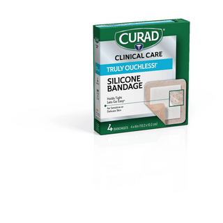 BANDAGE SILICONE CURAD 4 X4  4CT 24BX/CS | Quantity - 1x 24 Box / Case