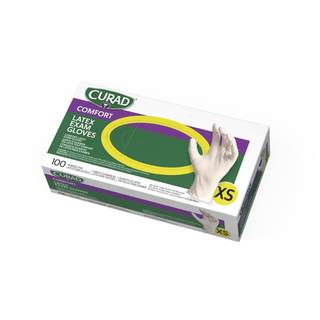 GLOVE EXAM LATEX CURAD PF XS | Quantity - 1x 100 Each / Box