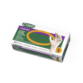 GLOVE EXAM LATEX CURAD PF SM | Quantity - 1x 100 Each / Box