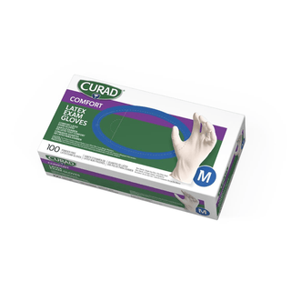 GLOVE EXAM LATEX CURAD PF MD | Quantity - 1x 100 Each / Box