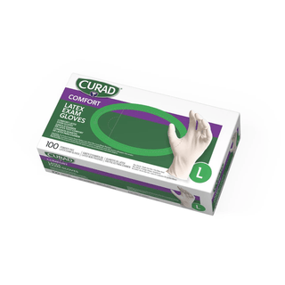 GLOVE EXAM LATEX CURAD PF LG | Quantity - 1x 100 Each / Box