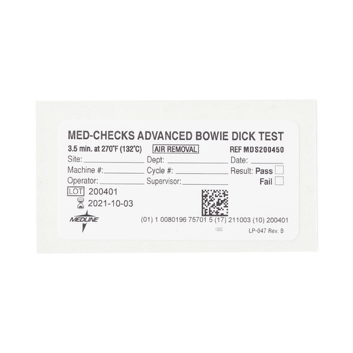 PACK TEST BOWIE DICK ADVANCED 4PK/30EA | Quantity - 1x 120 Each / Case