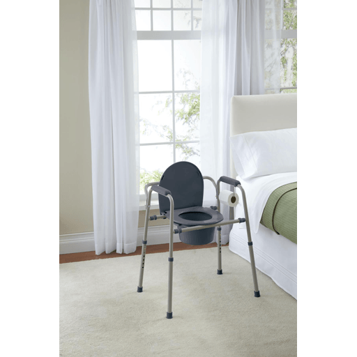 COMMODE BEDSIDE KD MB GREY  350 LB | Quantity - 1x 1 Each / Case