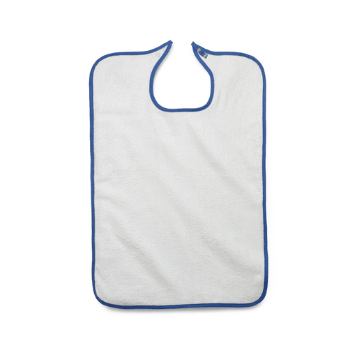 BIB ADULT TERRY SNAP 10 OZ WHITE 21X33