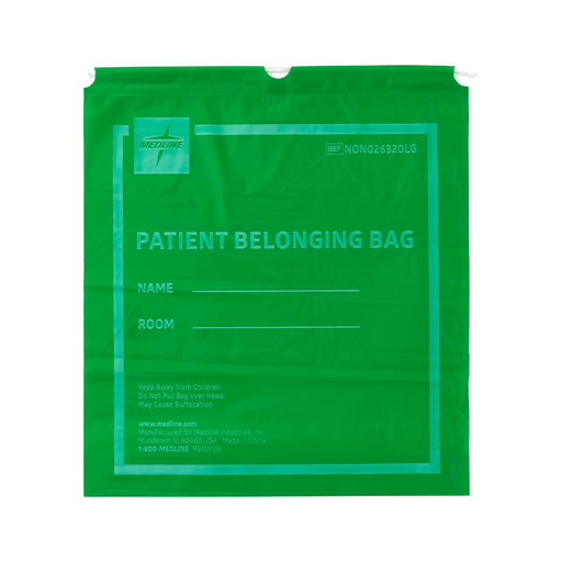 BAG PATIENT BELONG DRWSTRG 18X20 LIMEGRN