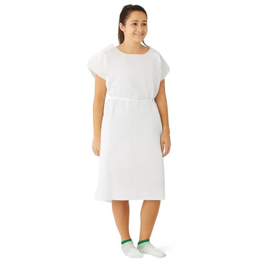 GOWN PATIENT DELUXE T/P/T WHITE 30X42 | Quantity - 1x 50 Each / Case
