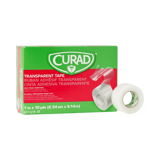 TAPE TRANSPARENT CURAD 1 X10YD LF 12/BX