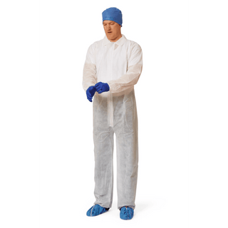 COVERALL SPUNBOND ELSTWRS/OPN ANK WH 3X