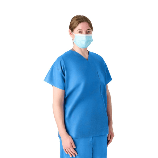 SHIRT SCRUB DISP V-NECK BLUE SMALL | Quantity - 1x 30 Each / Case