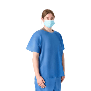 SHIRT SCRUB DISP ROUND-NECK BLUE MED | Quantity - 1x 30 Each / Case